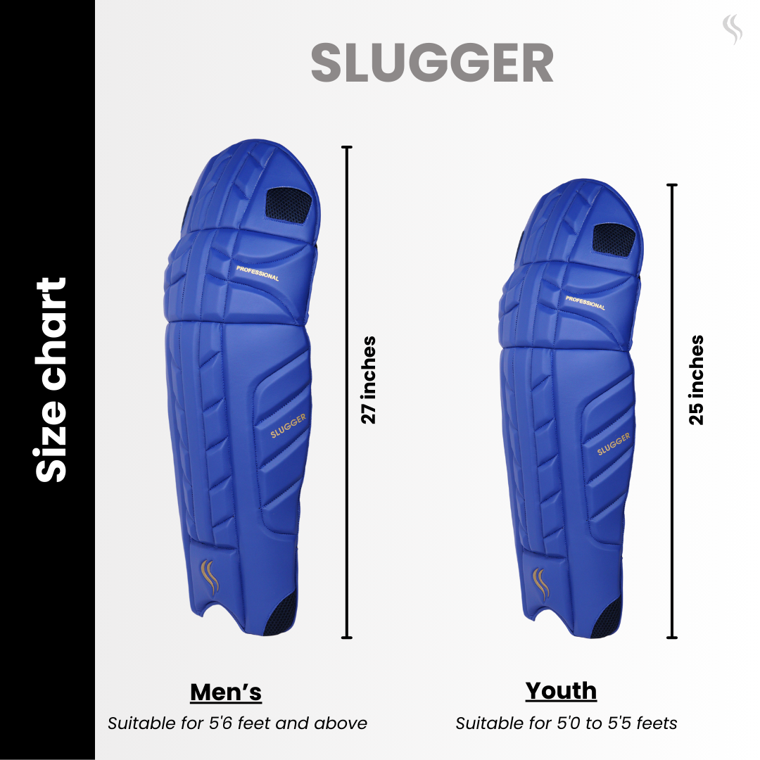 SLUGGER Professional Blue series combo of Cricket Batting leg guards/pads and Gloves