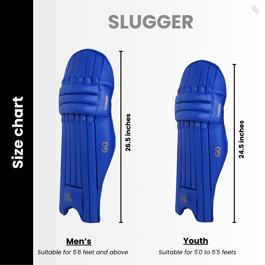 SLUGGER GO Blue series combo of Cricket Batting leg guards/pads and Gloves (PVC)