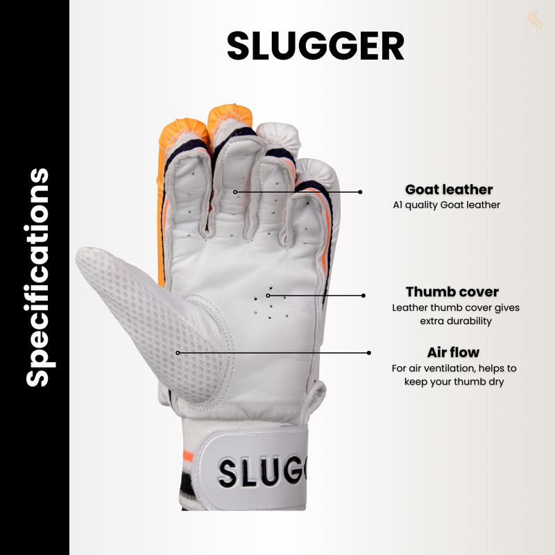 Apex Slugger batting gloves, made from premium Goat leather with thumb cover, and air flow, designed for optimal performance.