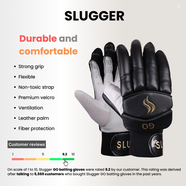 Premium black cricket batting gloves offering exceptional durability and comfort, ideal for players of all skill levels.
