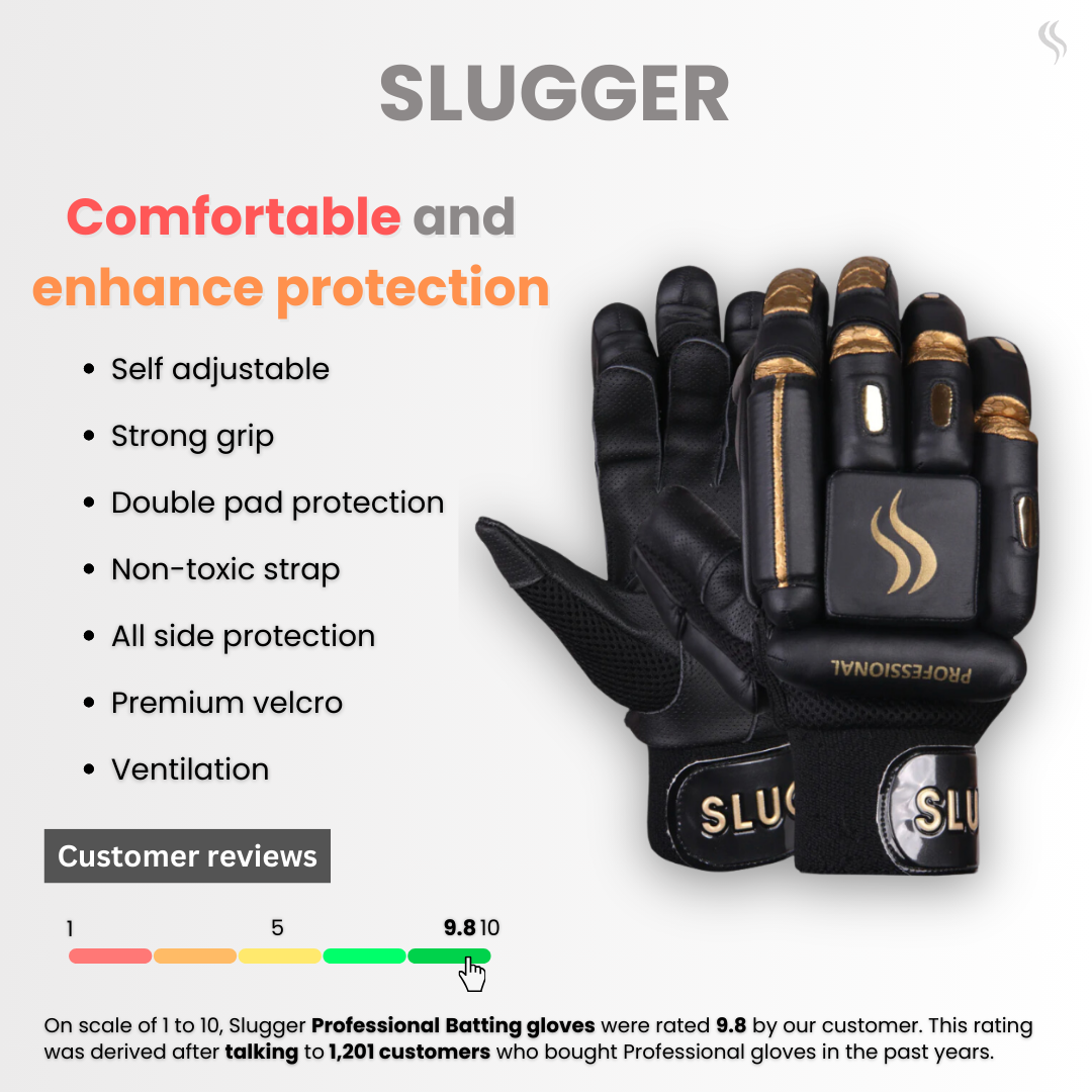 High-quality black cricket batting gloves, providing superior comfort and durability, perfect for players of every level.