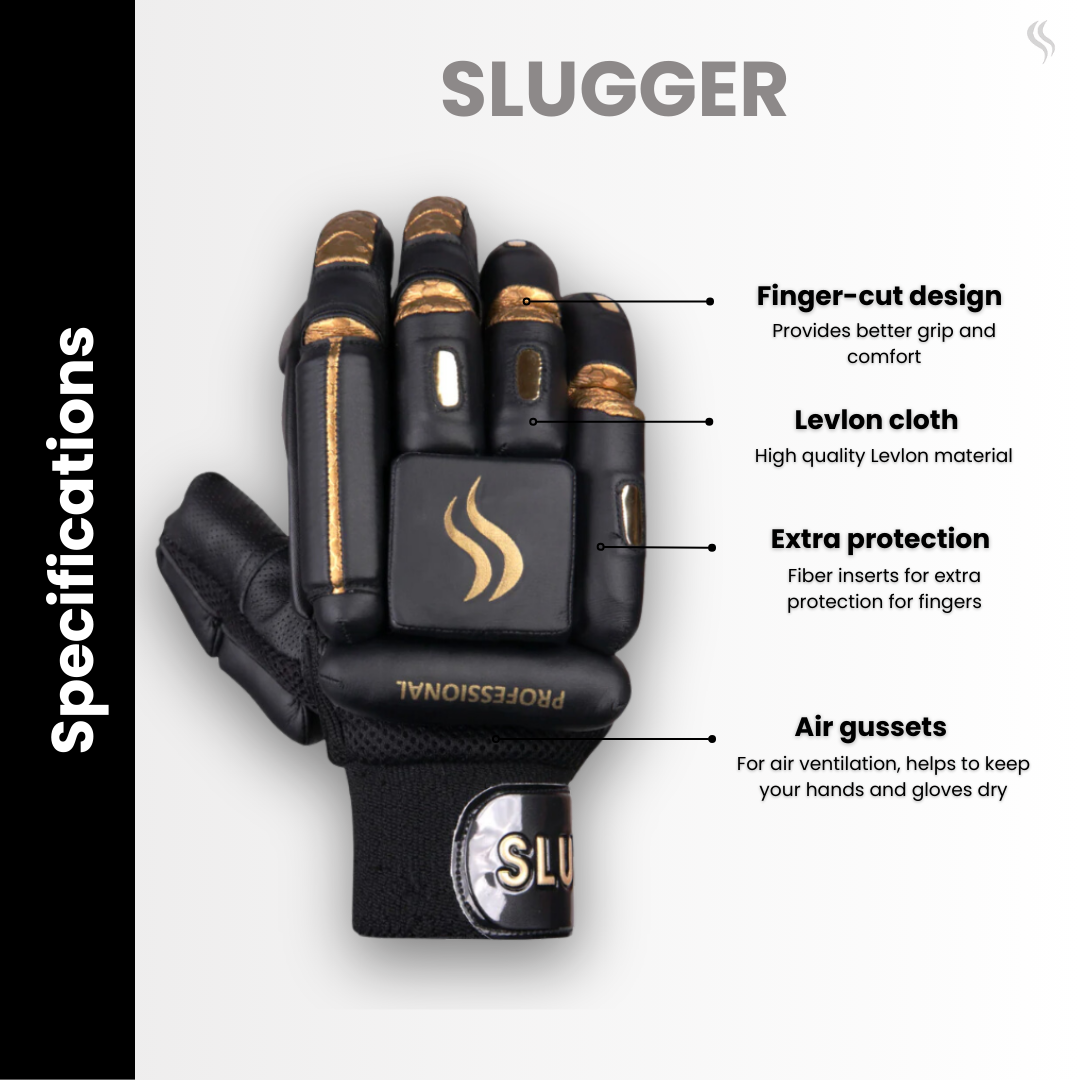 Black cricket batting gloves made from durable lovelon cloth, offering enhanced protection, a finger-cut design, and ventilation, perfect for players in search of top-tier gloves online.