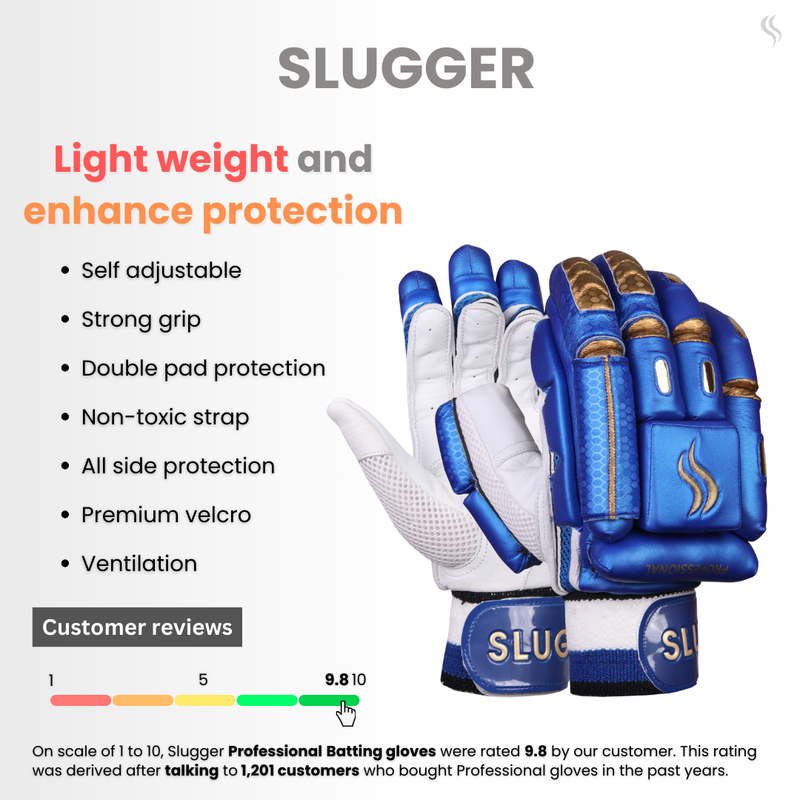 Premium blue cricket batting gloves, offering exceptional comfort and long-lasting durability, ideal for players of all skill levels.