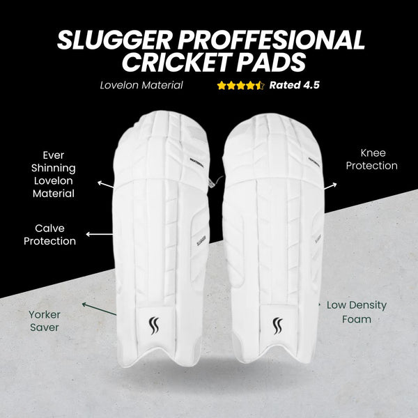 SLUGGER Professional Cricket Batting Pads or Leg Guards (Lovelon material)