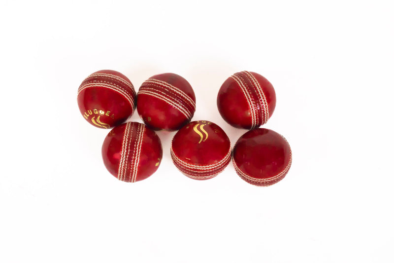 SLUGGER Red Leather Cricket Ball (Pack of 6)