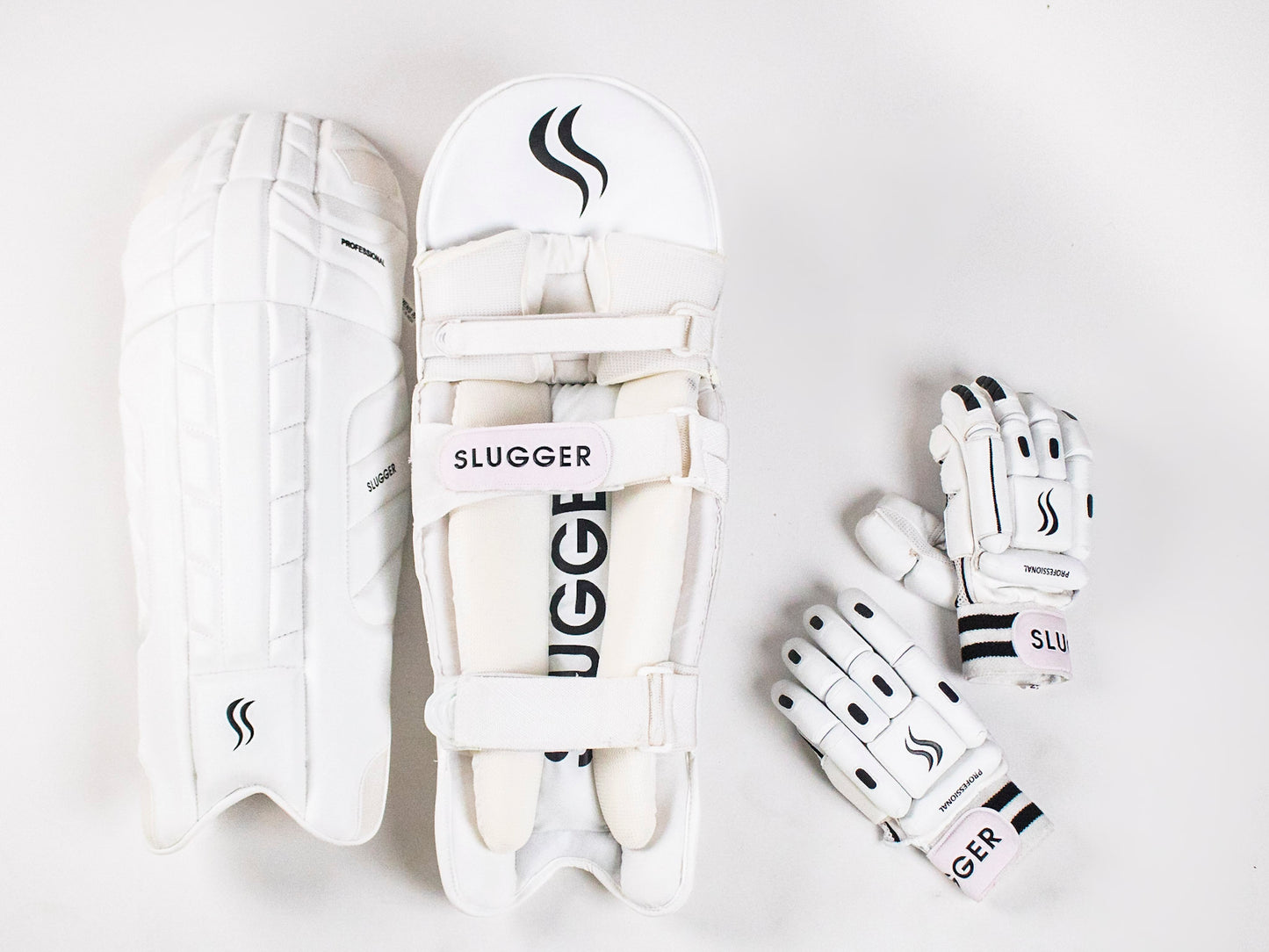 SLUGGER Professional series combo of Cricket Batting leg guards/pads and Gloves