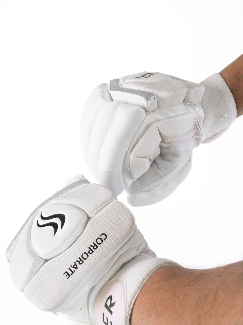 SLUGGER Corporate combo of White Batting Leg guards/Pads and White Gloves (2 products)