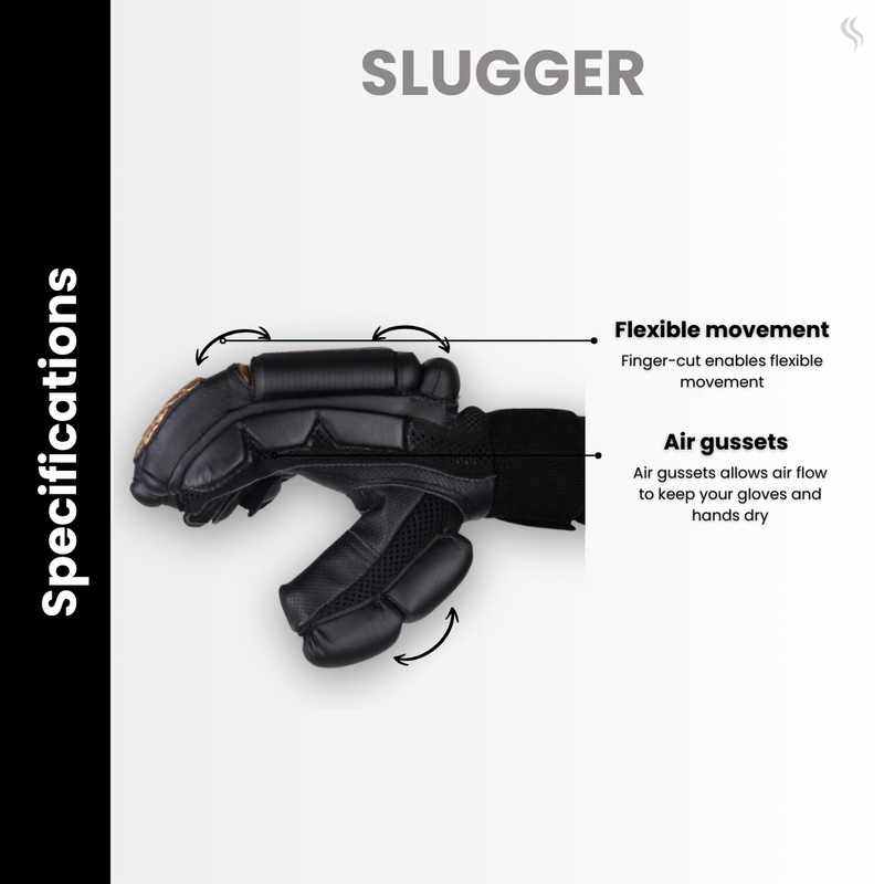 SLUGGER Professional Black series combo of Cricket Batting leg guards/pads and Gloves