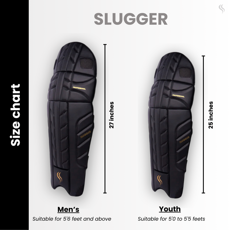 SLUGGER Professional Black series combo of Cricket Batting leg guards/pads and Gloves