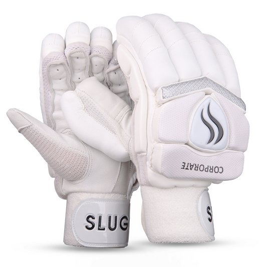 White cricket batting gloves by SLUGGER, perfect for those looking to buy cricket gloves online.

