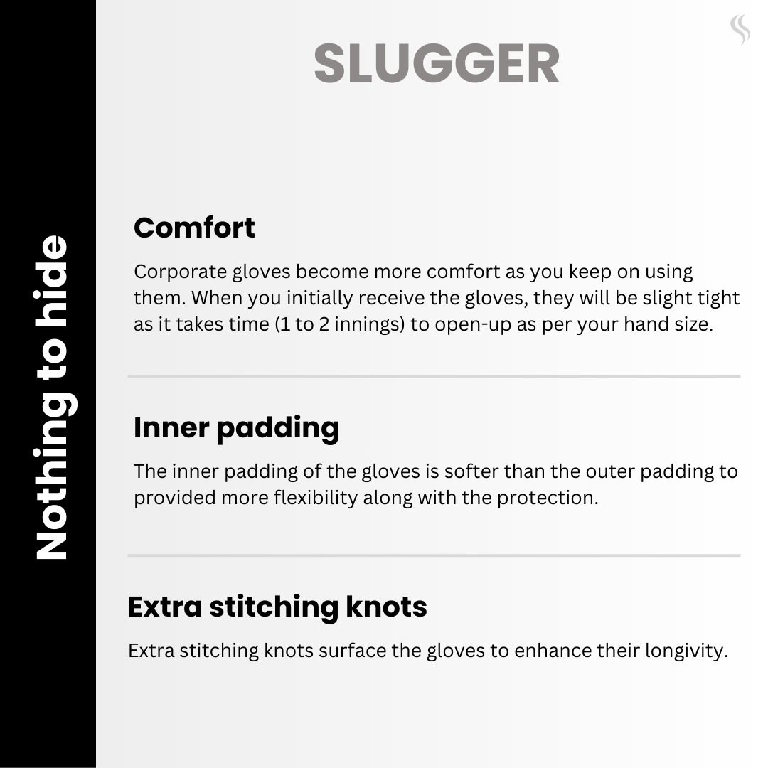 Features of Slugger White Cricket Batting Gloves Provide comfort, inner padding and extra stitching knots.