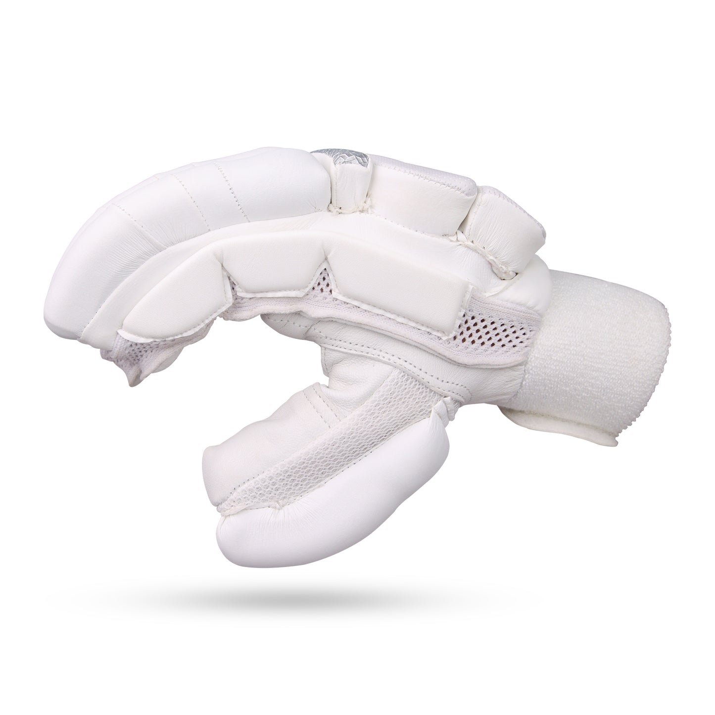A white cricket batting glove, maintaining a pristine and clean look.