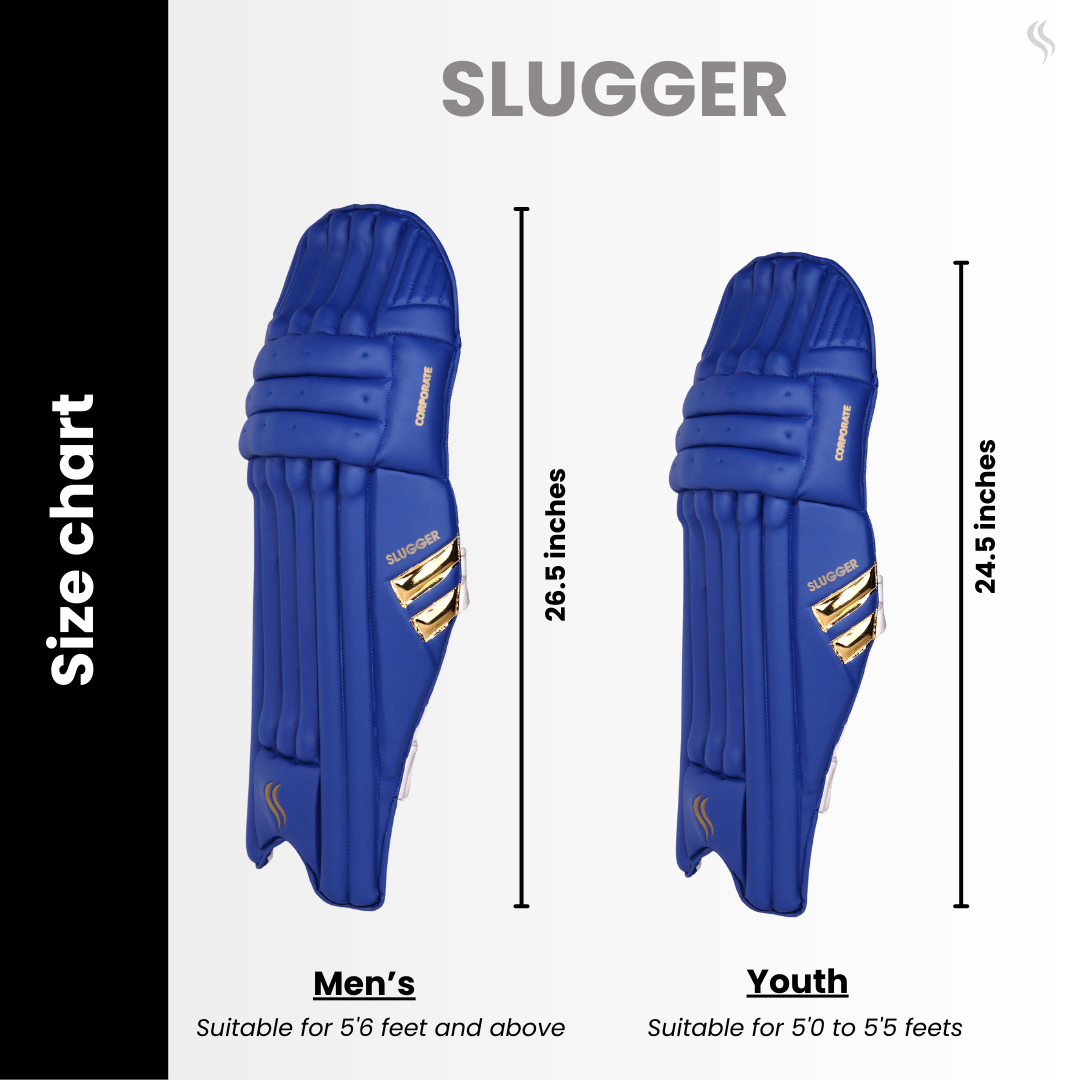 SLUGGER Corporate Blue Cricket Batting Leg Guards or Pads (Taiwan material)