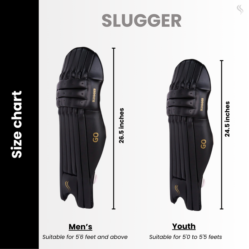 SLUGGER GO Black Cricket Batting Pads or Leg guards (PVC material)